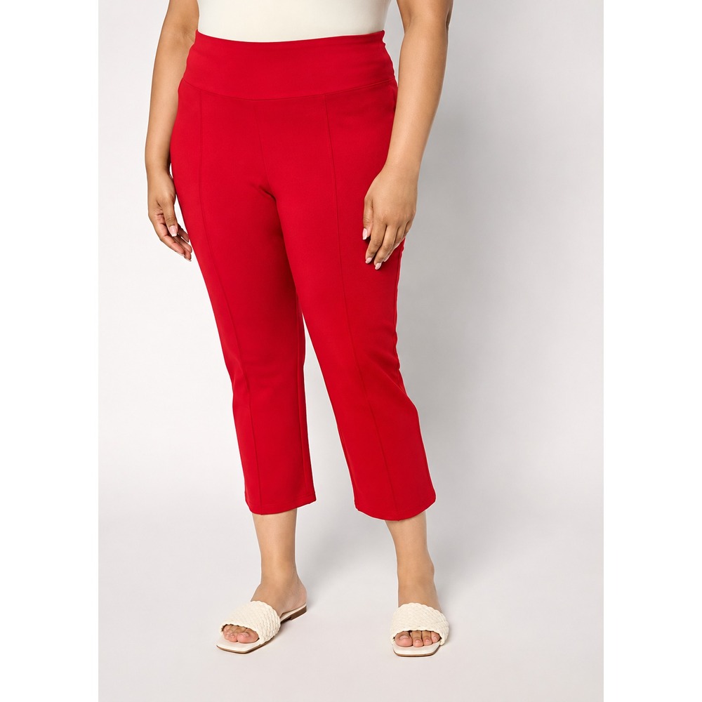 Women with Control Regular 86/14 Straight Leg Crop Empower Pant Ribb Red, Tall L